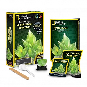 Набор для опытов Вырасти кристалл, зеленый, светится в темноте из серии National Geographic (JMW Sales, 36024)